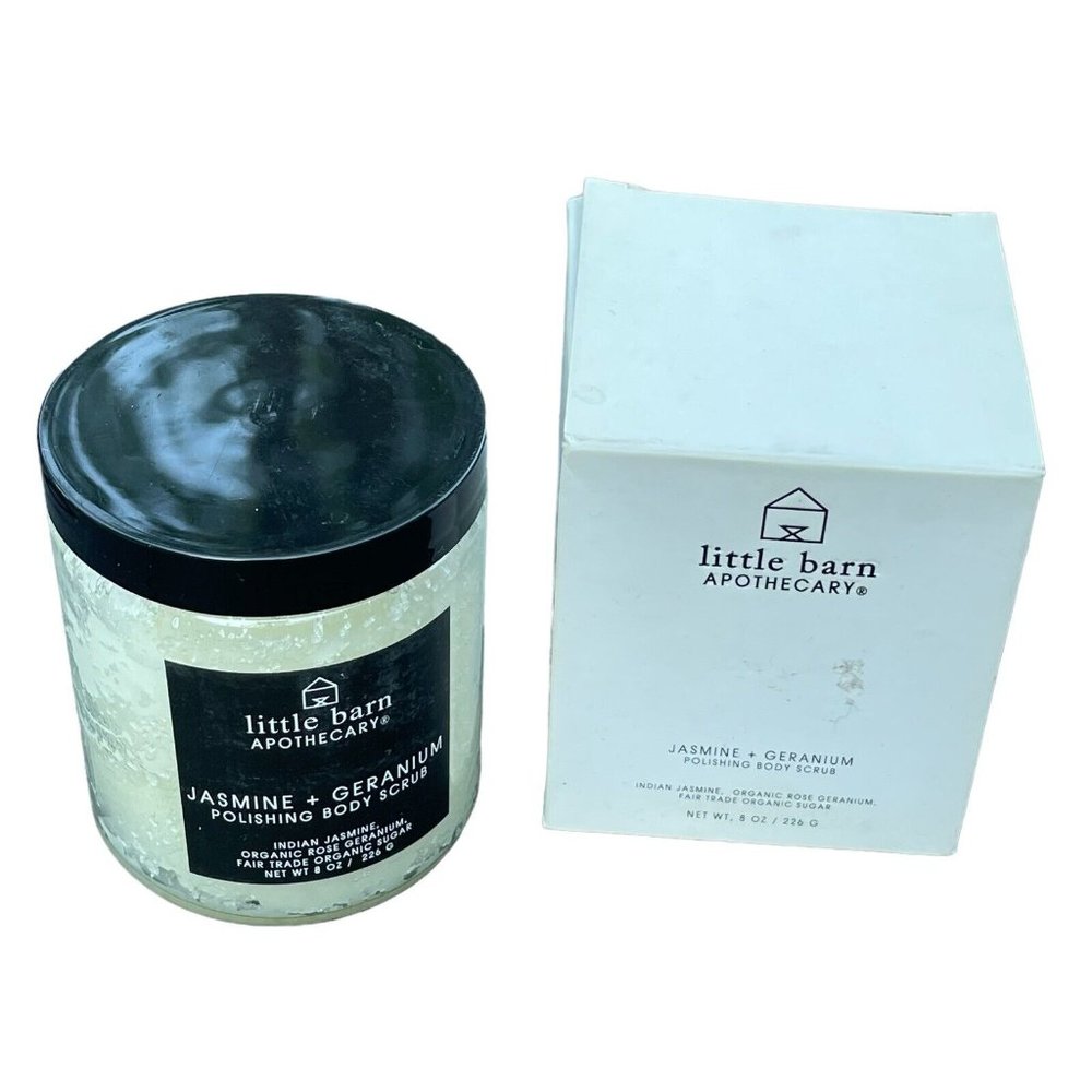 Little Barn Apothecary Body Scrub 8oz Jasmine + Germanium Polishing Gift NIB